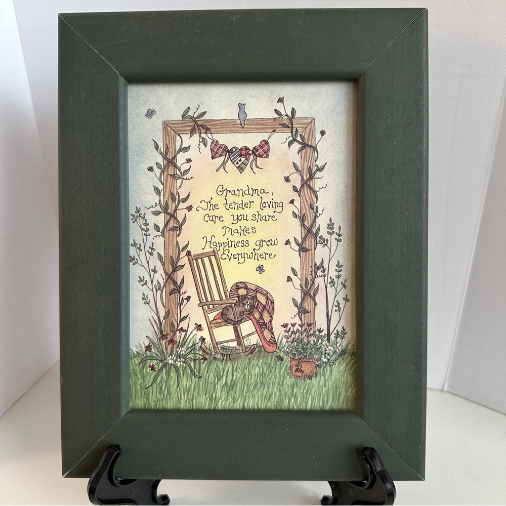 LSpivey “Grandma” Country Folk Art Framed Print Cottagecore Farmhouse Wall Decor